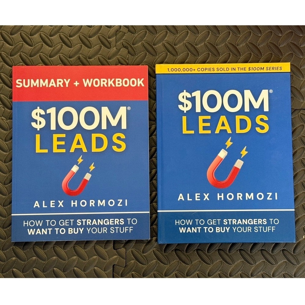Alex Hormozi $100M Leads Hardcover Book and Summary Workbook Set Marketing Sales